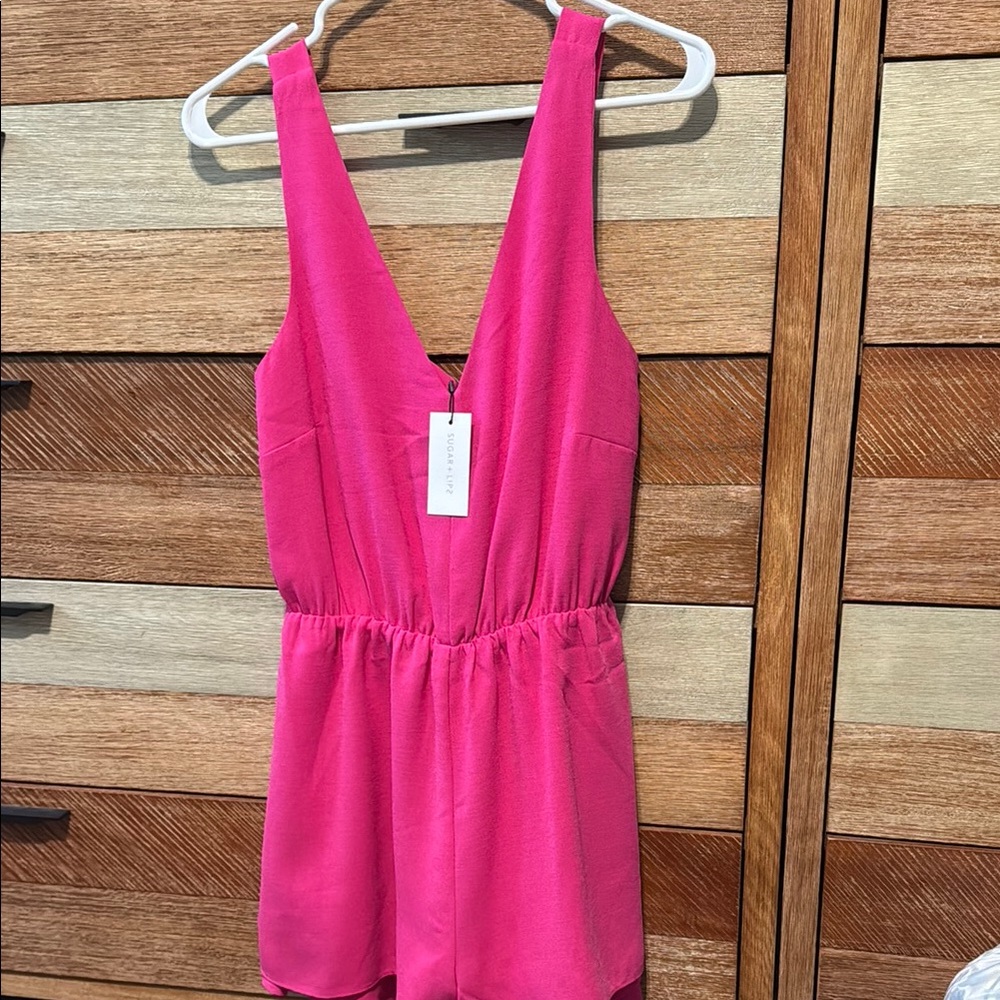 Sugar Lips Pink Romper Size S NWT